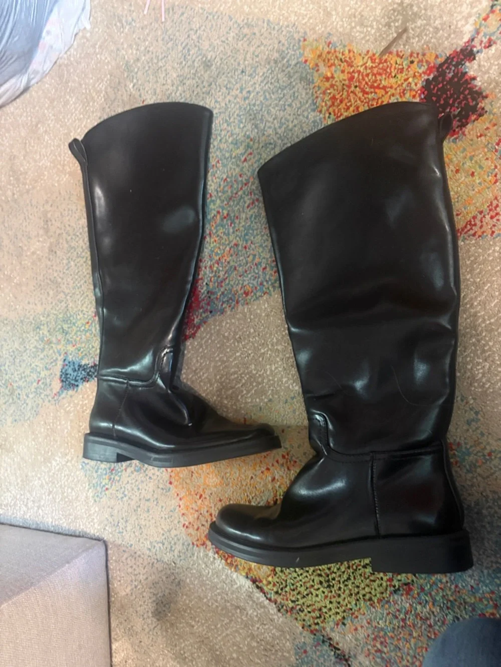Genuine Leather Black Boots QIY Size 9 Classic Black Knee-High Women's - Picture 4 of 8